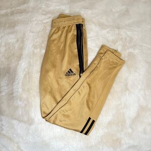Adidas Youth XS Track Pants Gold Black 3-Stripe Soccer Joggers